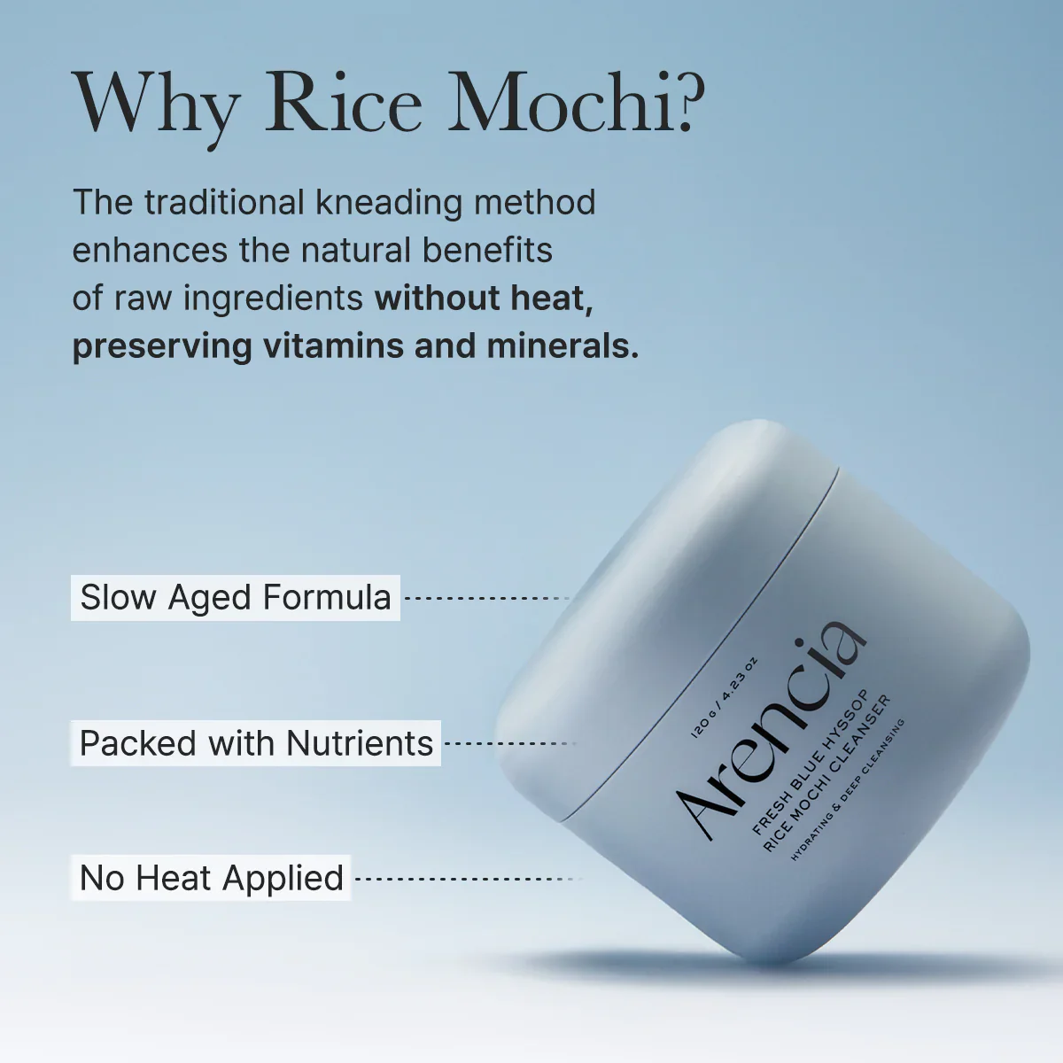 ARENCIA Fresh Blue Hyssop Rice Mochi Cleanser 120g - Image 8