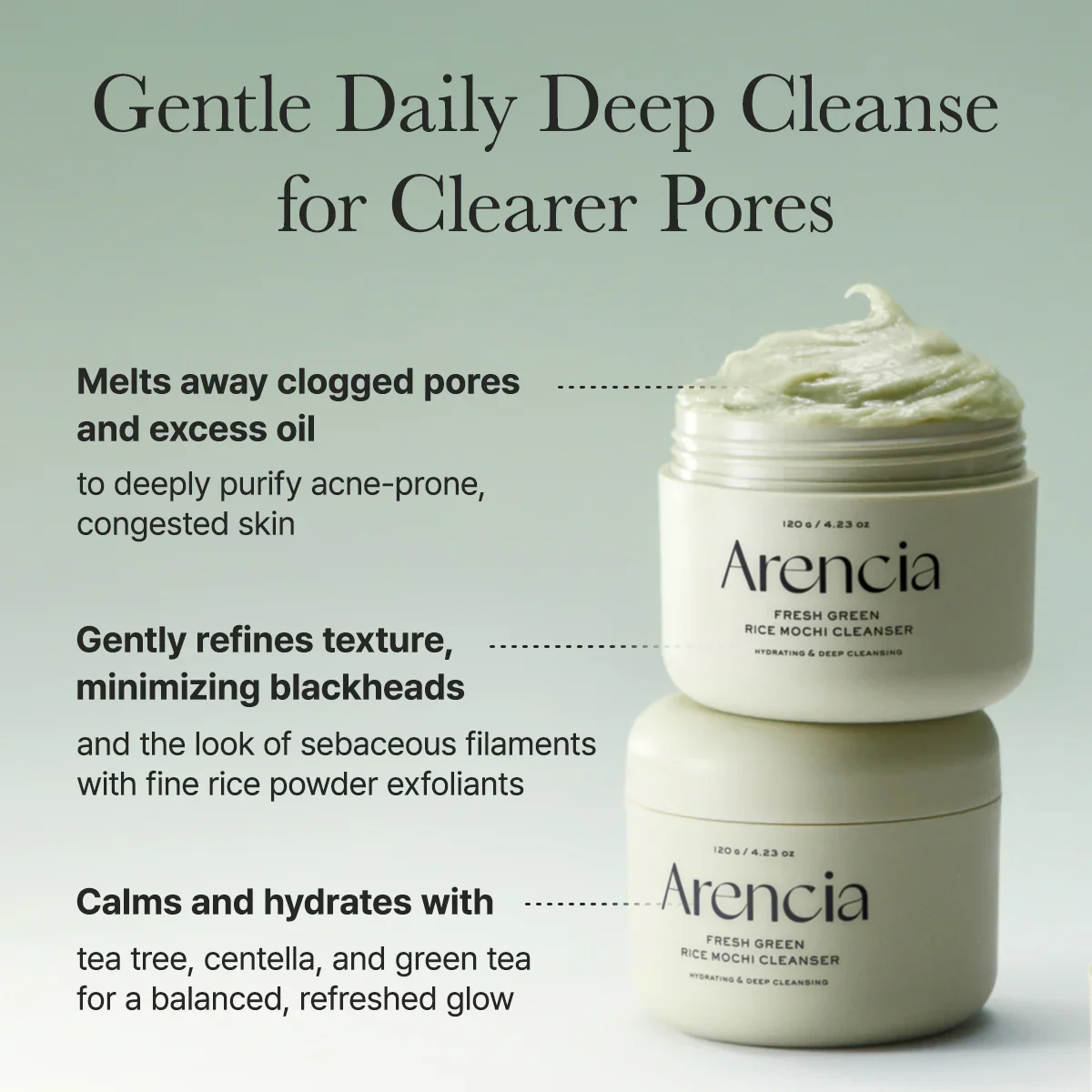 ARENCIA Fresh Green Rice Mochi Cleanser 120g - Image 4