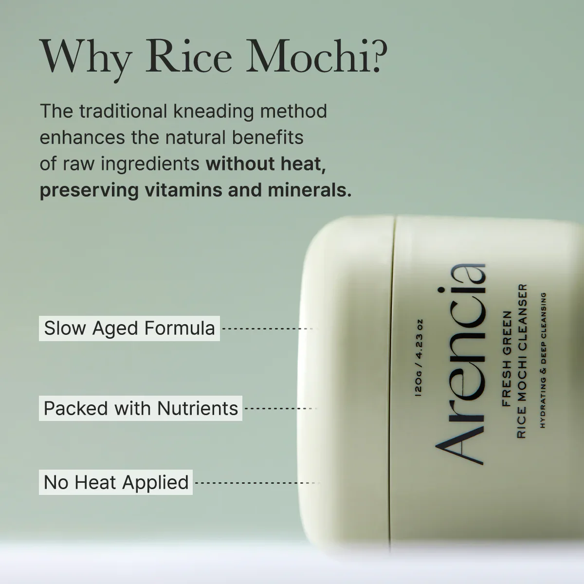 ARENCIA Fresh Green Rice Mochi Cleanser 120g - Image 7